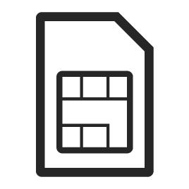 Symbolische Grafik einer SIM-Karte als schwarz-weißes Icon für Mobilfunk und Telekommunikation.