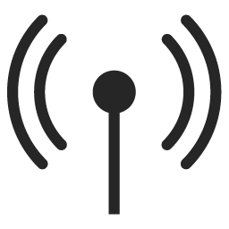 Symbol für WLAN oder kabellose Internetverbindung mit Funkwellen und Antenne.