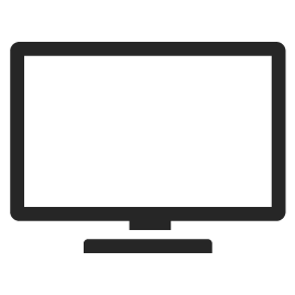 Symbol eines modernen Flachbildfernsehers als schwarze, minimalistische Grafik-Icon.